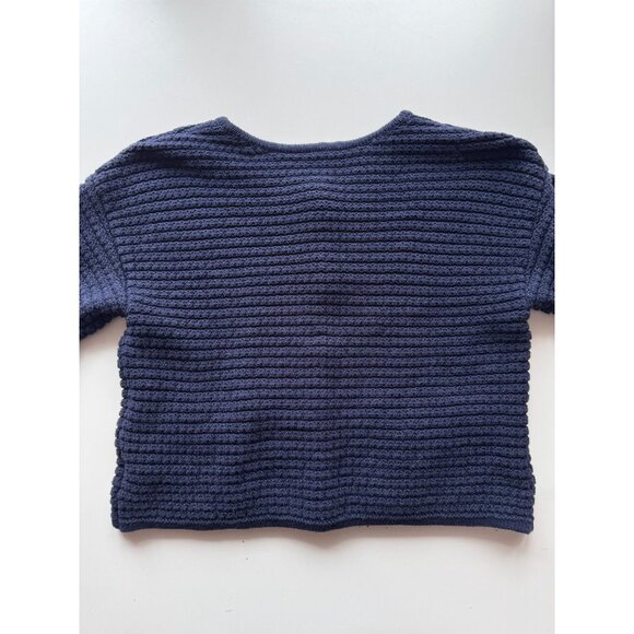 GAP Navy Blue Cotton Textured Knit Gold Button Cardigan Sweater Jacket, Size M - Picture 11 of 15